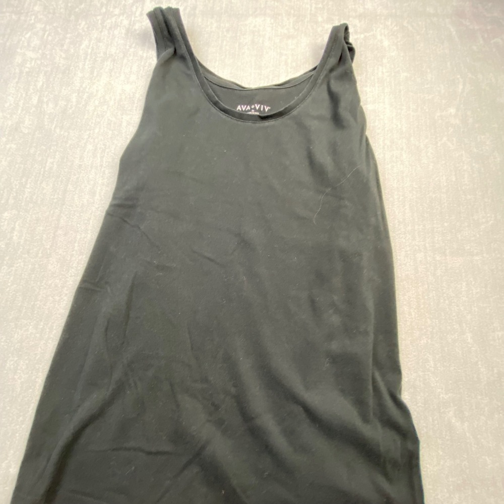 Ava & Viv Womens 2X Black Scoop Neck Tank Tops Set of 4 Cotton Modal Stretch